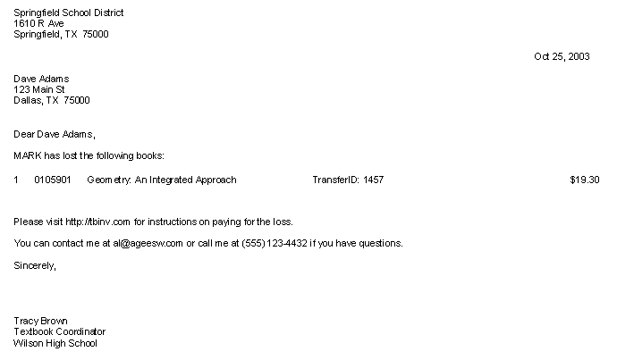 Recover lost textbooks