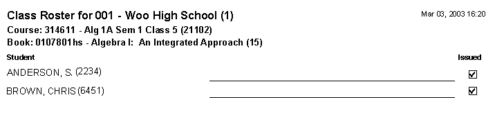 Textbook management reports