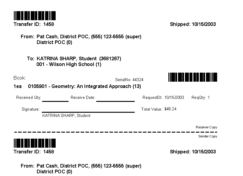 Textbook management reports