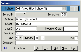 Textbook inventory for school